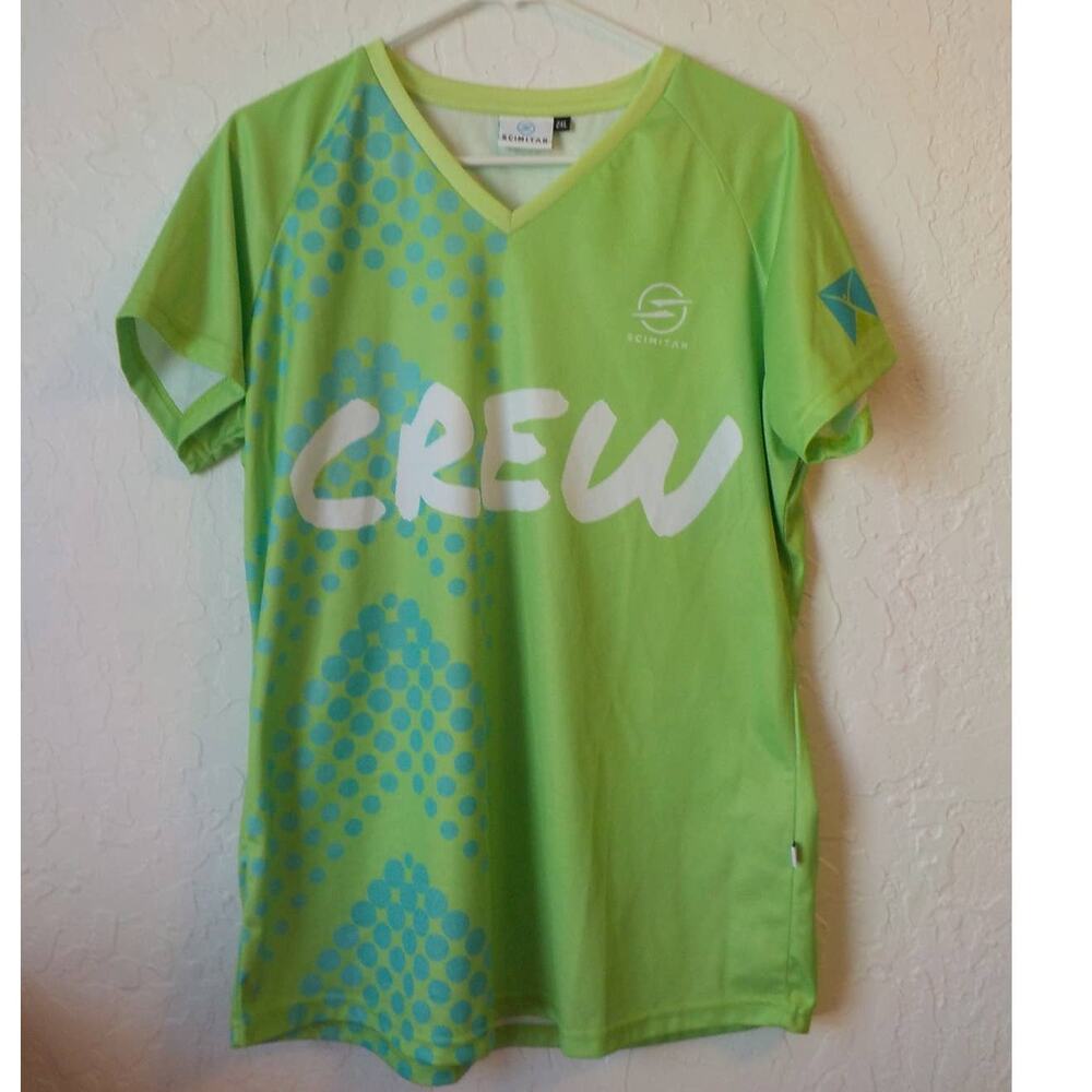 Scimitars V-Neck Jersey CREW "Ride Don't Hide" Green White Blue Tee Women 2XL